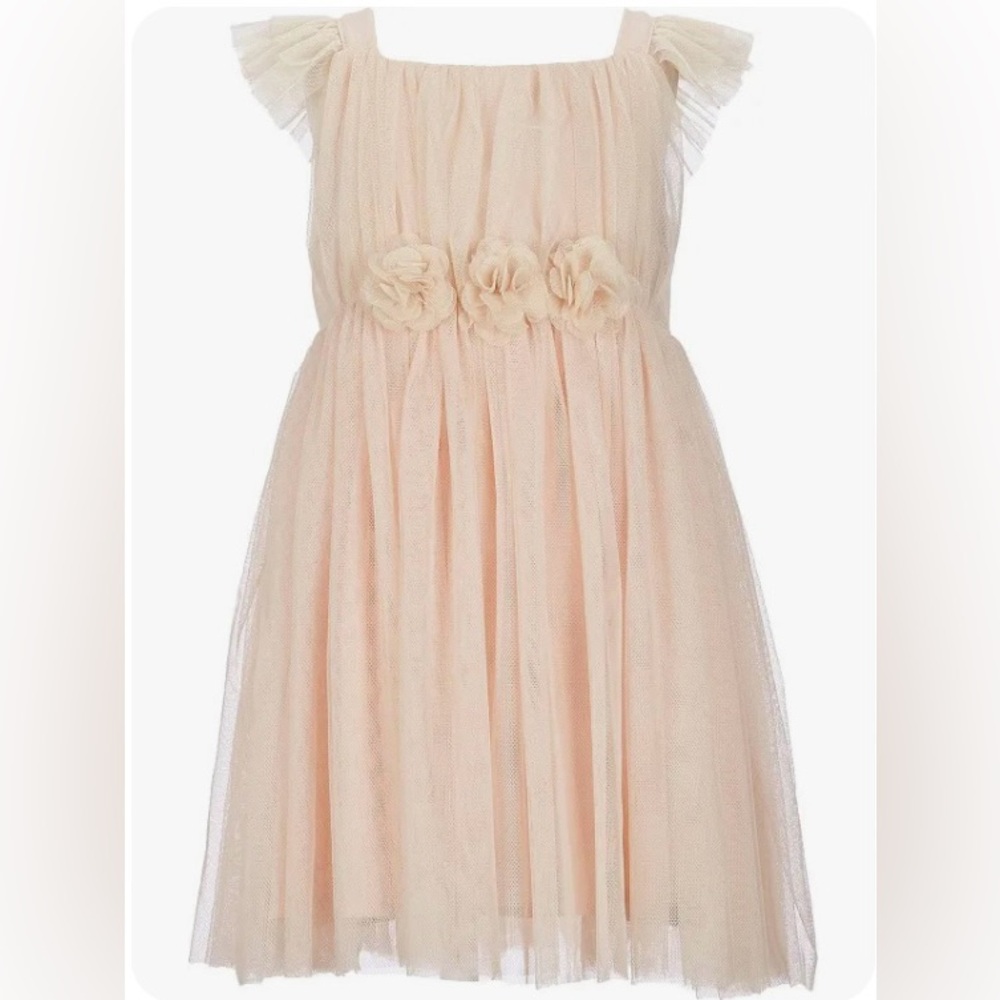 Popatu Little Girls Tulle Flutter Sleeves Dress